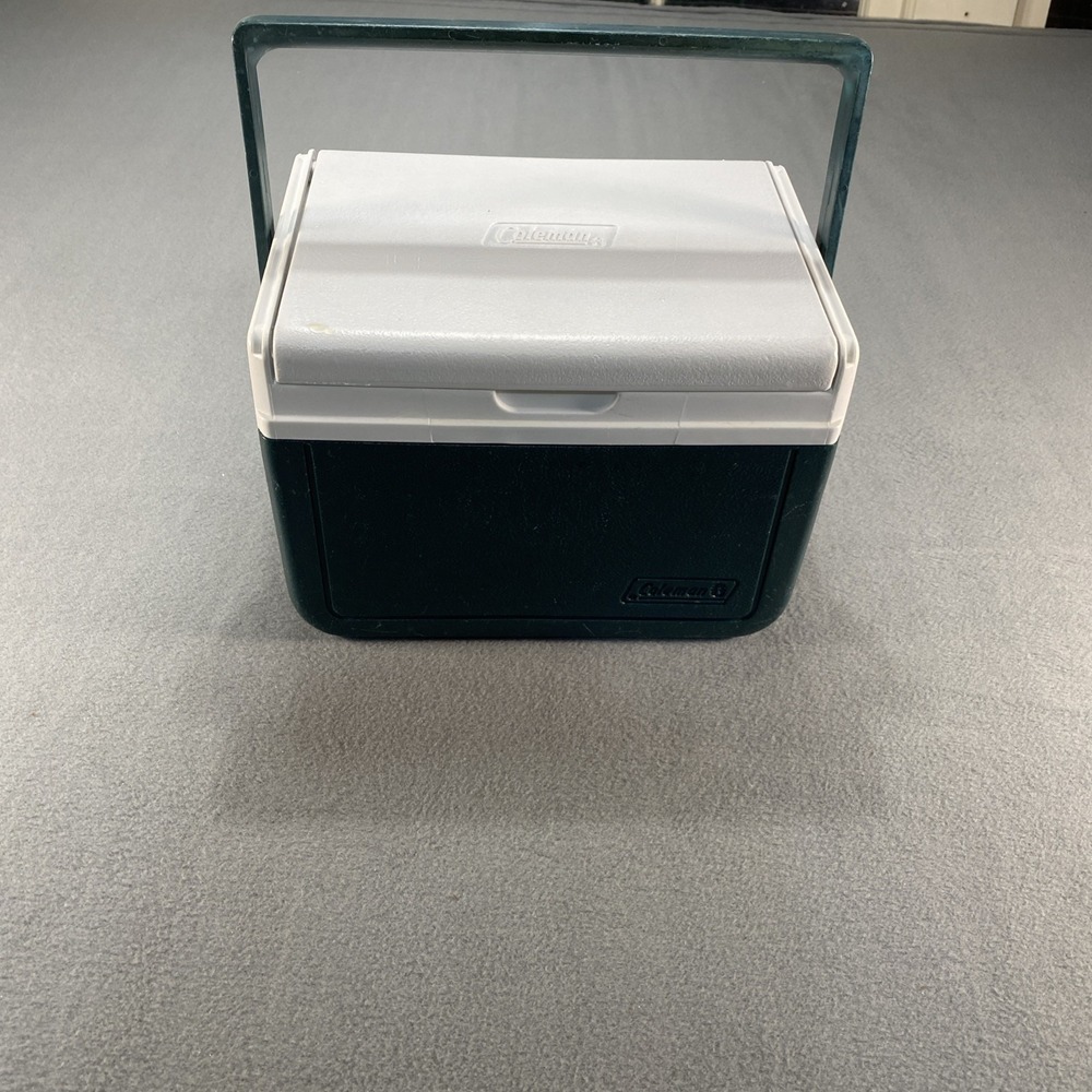 Vintage Coleman 6 Pk 5 Qt Lunch Box dark Green white Cooler Model 5205